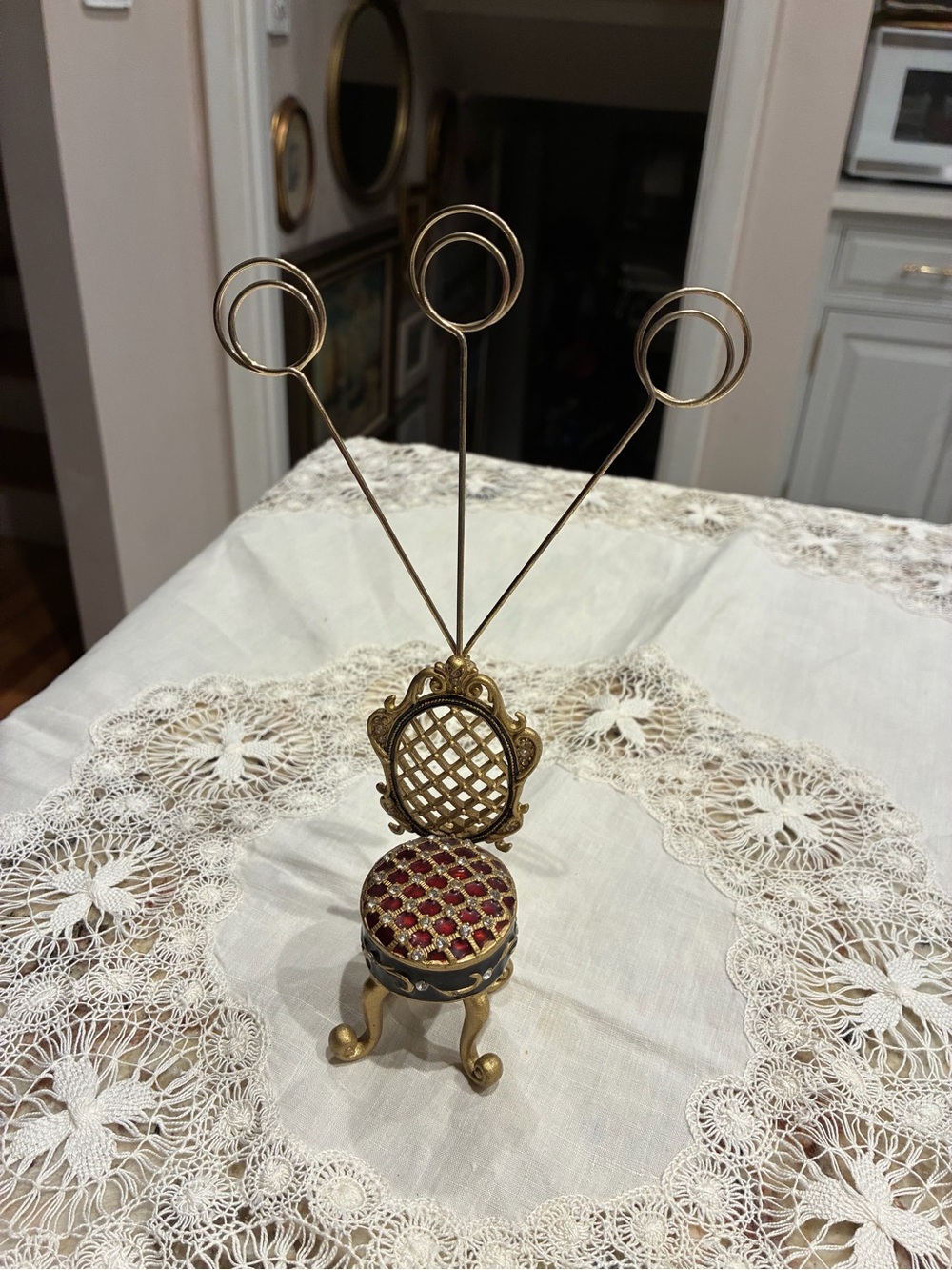 Gold Tone Mini Chair Photo/Note Holder